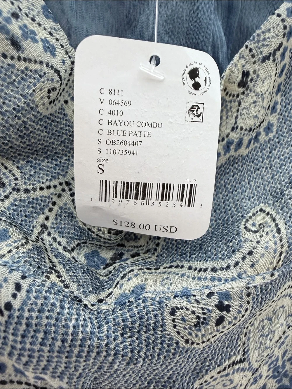 Free People Cleo Mixed Print Tube Top Blue Combo NWT Size S 🦋